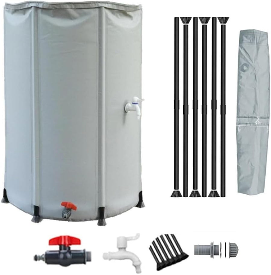 Collapsible Garden Water Butt 380L PVC Rainwater Barrel with Tap & Zip