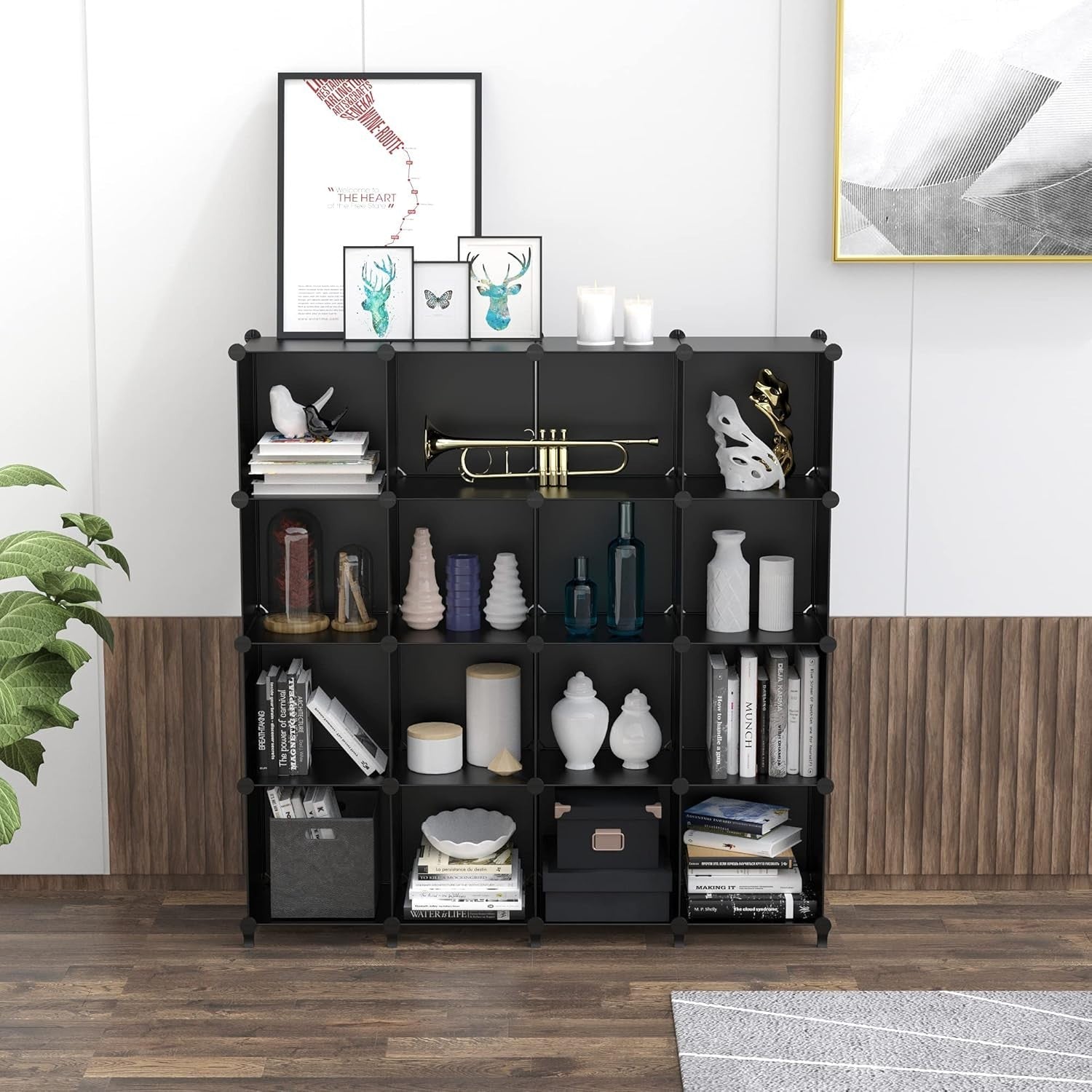 16-Cube Storage Unit Bookshelf – Modular DIY Shelves for Toys, Clothes, Books