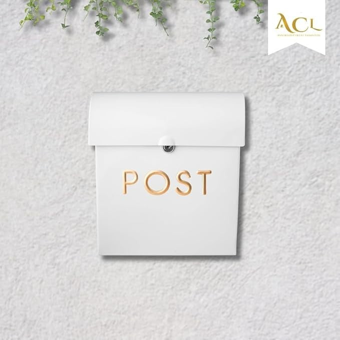 Lockable Wall Mounted Post Box White | Weatherproof Aluminium Mailbox