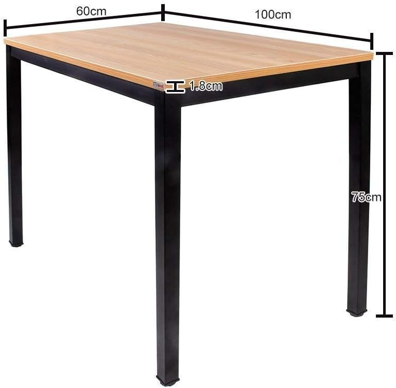 Teak & Black Computer Desk 100x60cm Modern Writing Table for Home Office