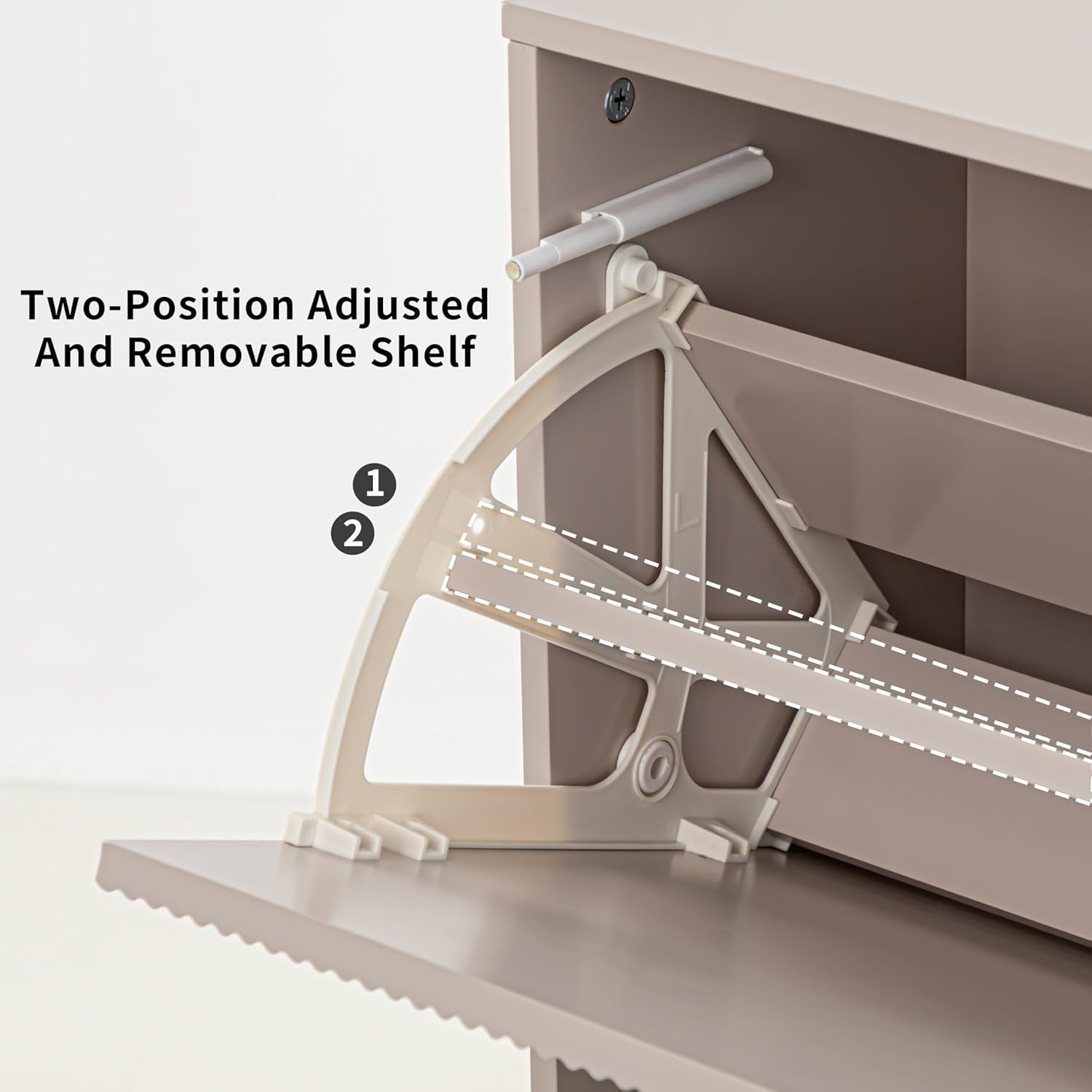 Slim Shoe Storage Cabinet Cashmere | 2 Flip Drawers, Anti-Tip, 91cm Tall