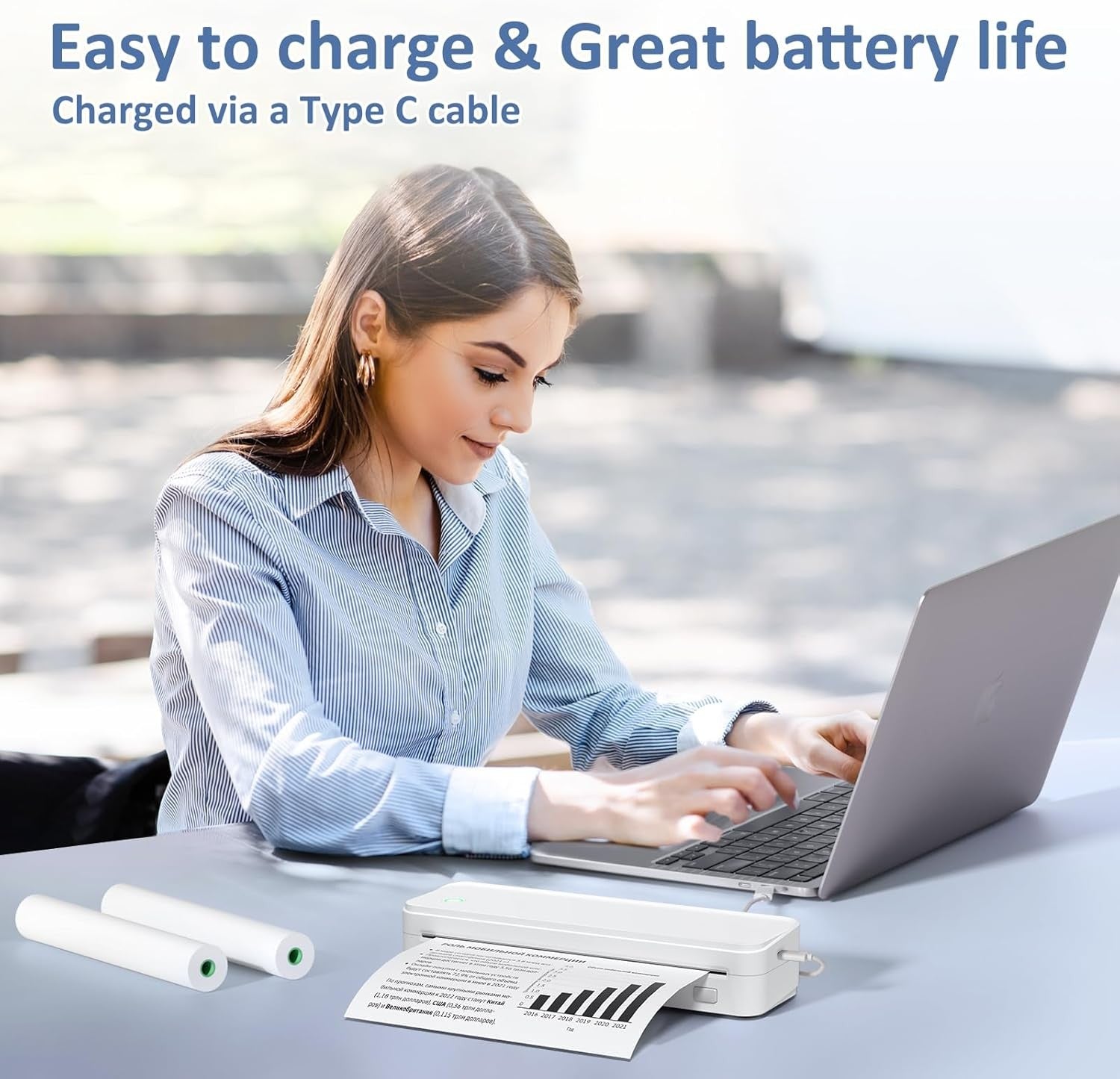 Portable Thermal Printer Bluetooth Mobile Printer – Inkless Travel A4