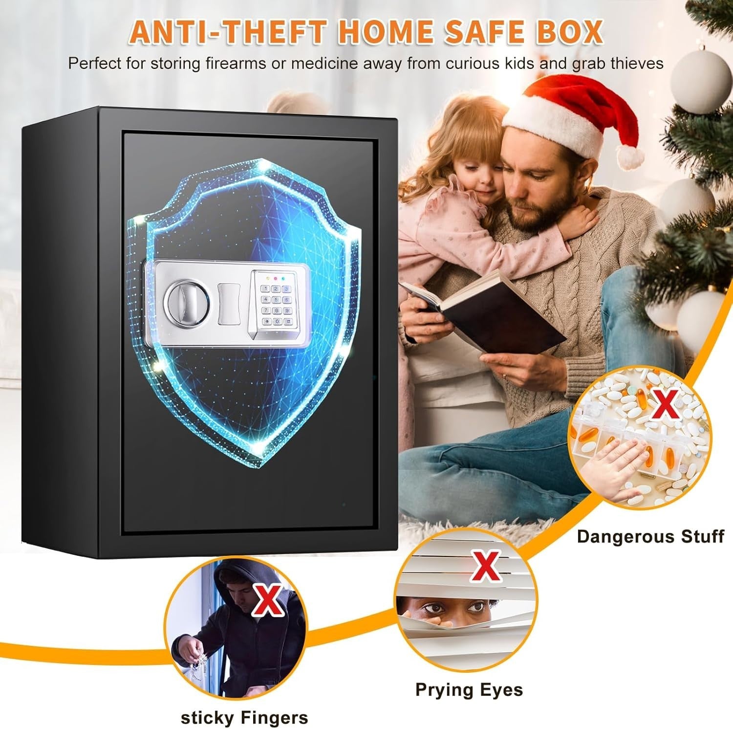 64L Digital Safe Box A4 Document Safe Alarm Security Cabinet Lock