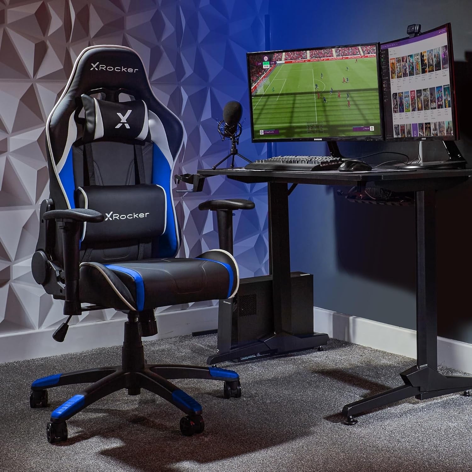 Kids Gaming Chair High Back eSports Faux Leather Blue/Black