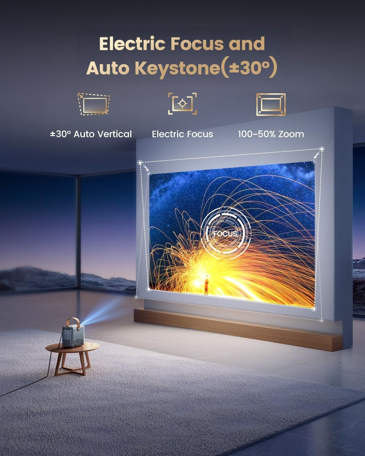 Netflix Dolby 1080P Smart Projector WiFi 6 Bluetooth Short Throw