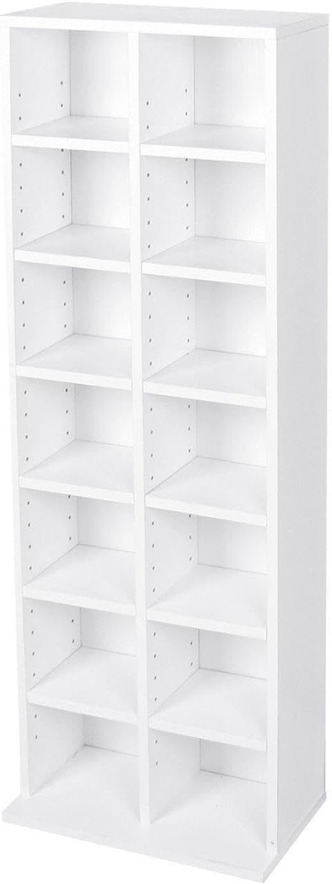 CD DVD Media Storage Tower Rack Adjustable Shelves 200 Disc Display White