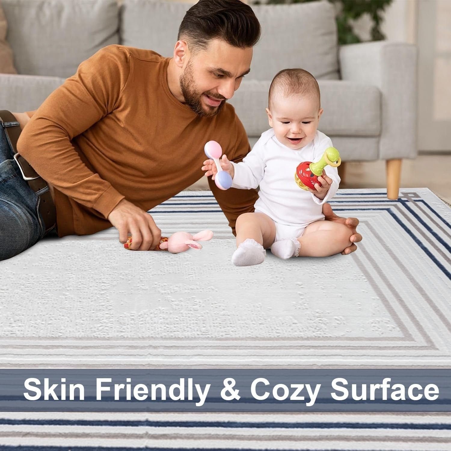 Large Washable Area Rug Anti Slip Soft Pile Living Room Bedroom 160x230cm