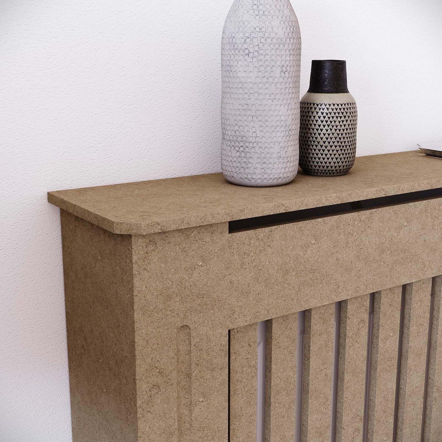 Medium Unfinished Radiator Cover Cabinet | Paintable MDF Slatted Heater Cover