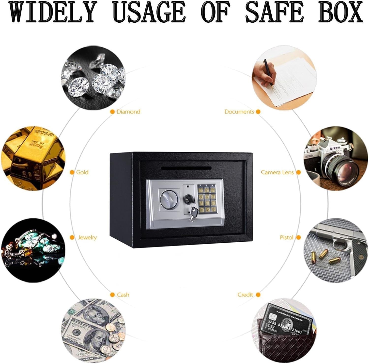16L Digital Security Safe Box Electronic Keypad Lock with Shelf Black