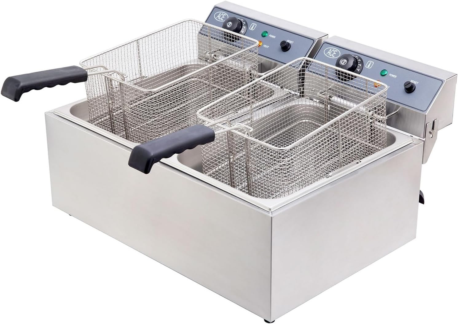 Commercial Electric Deep Fat Fryer 34L Dual Tank 6000W Easy Clean