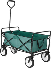 Green Folding Camping Wagon Heavy Duty Collapsible Garden Beach Cart w/ Pocket