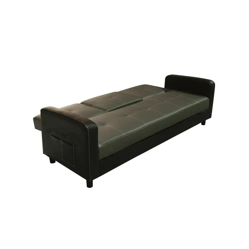 3 Seater Faux Leather Sofa Bed Recliner w/ Cup Holder & Storage Grey