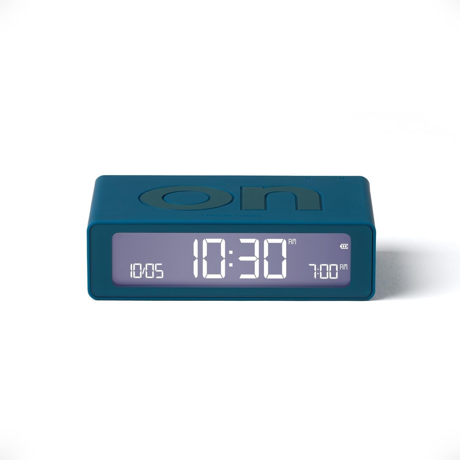 Mini Digital Alarm Clock LED Flip On Off Rechargeable Bedside Duck Blue