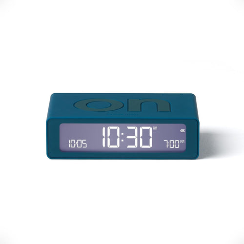 Mini Digital Alarm Clock LED Flip On Off Rechargeable Bedside Duck Blue