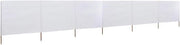 6-Panel Sand White Wind Screen 800x80cm Outdoor Garden Camping Divider