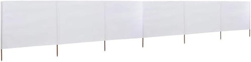 6-Panel Sand White Wind Screen 800x80cm Outdoor Garden Camping Divider