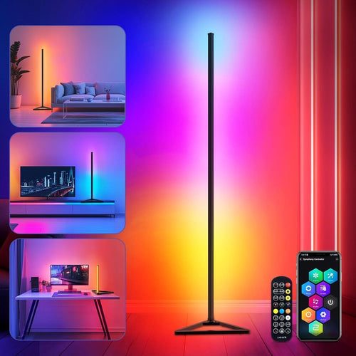 Smart RGBIC LED Floor Lamp Music Sync App Remote 16M Colours Corner Light