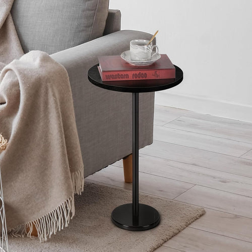Black Round Side Table 32x32x62.5 cm | Small Coffee & Sofa End Table