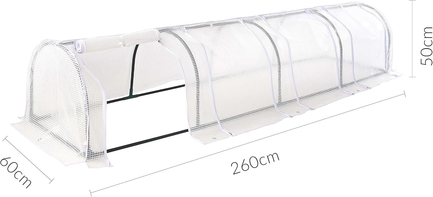 Polytunnel Greenhouse 4 Section with Reinforced PE Mesh Cover & Steel Frame