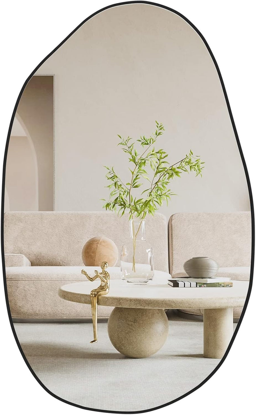 Irregular Wall Mirror 85x52cm Asymmetrical Hanging Mirror for Hallway