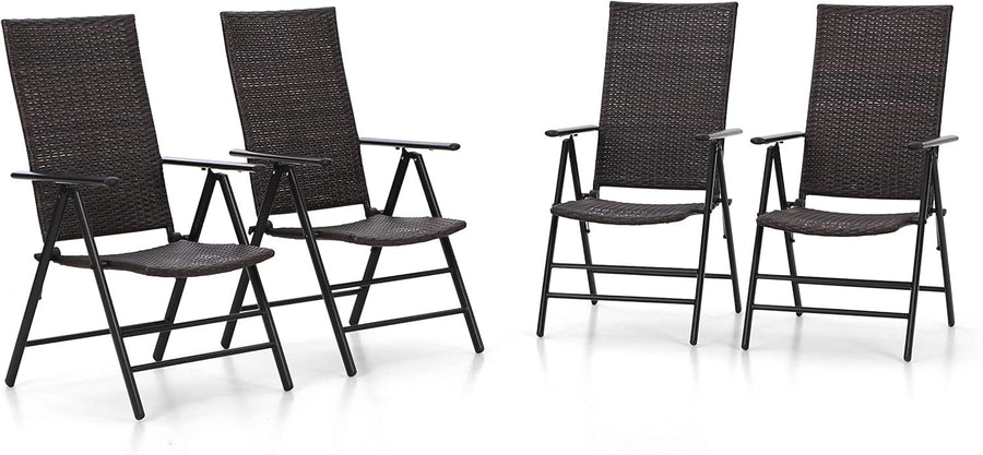 Adjustable Rattan Garden Chairs Set of 4 Foldable Patio Dining Balcony Seats