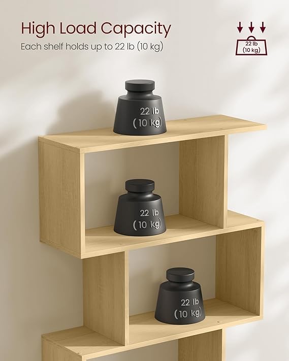 6 Tier Natural Oak Bookcase Room Divider Modern Cube Shelf 24×70×191cm Storage