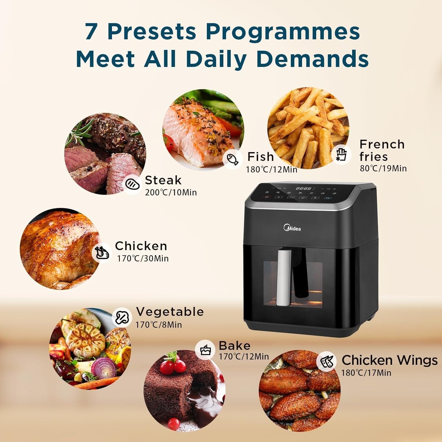 7L Air Fryer with Viewing Window | 7-in-1 Max Crisp Energy-Saving Rapid Cook