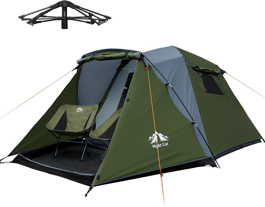 4 Person Pop Up Camping Tent Waterproof w/ Porch