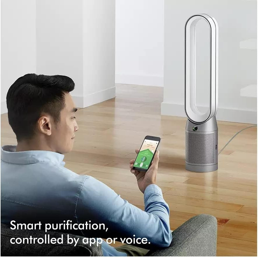 Tower Bladeless Air Purifier Fan HEPA Filter Voice Control Cooling 105cm Silver