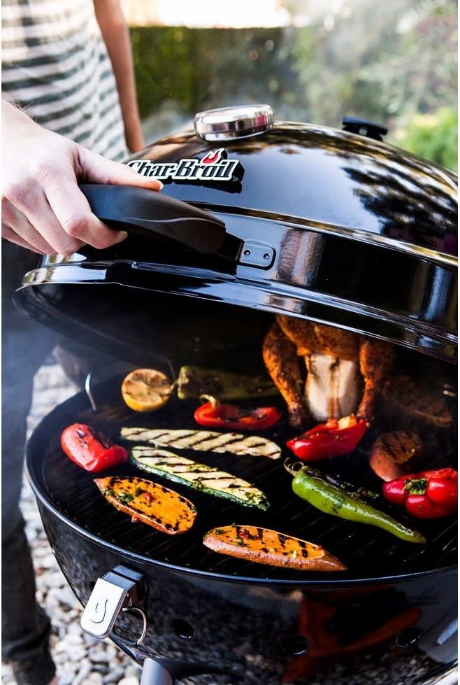 Adjustable Charcoal Kettle BBQ Grill with Thermometer & Wheels Outdoor Garden