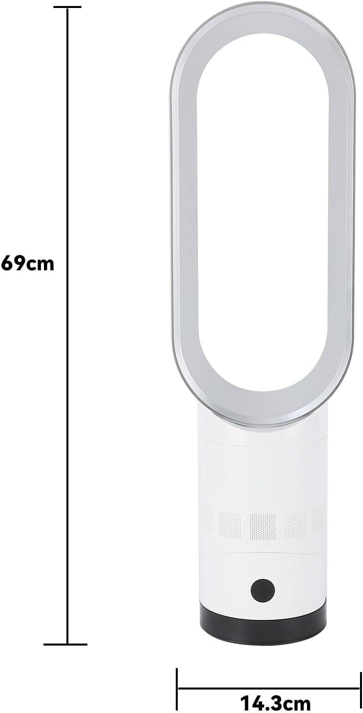 56cm Bladeless Tower Fan w/ Air Purifier 8hr Timer 80" Oscillation Remote Golden