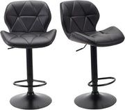 Black Faux Leather Bar Stools Set of 2 – Adjustable Swivel Kitchen Chairs