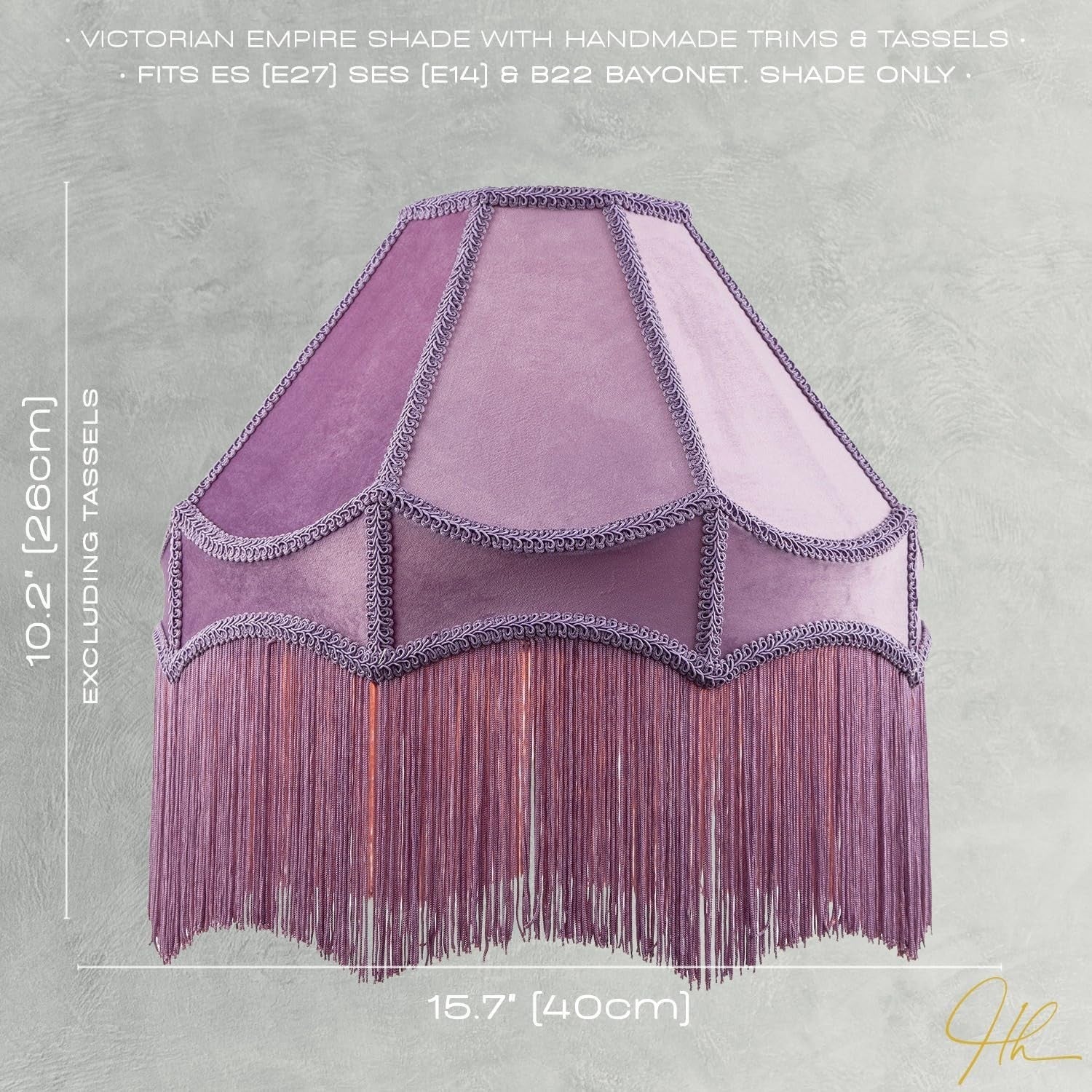 Victorian Empire Velvet Lampshade Lilac Tassel Pendant 40cm