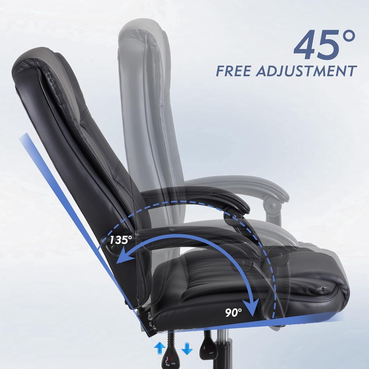 Executive Office Chair Swivel Recliner Ergonomic Headrest Faux Leather Black