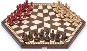 Three Player Chess Set 54cm • Wooden Foldable Board • Handcrafted Pieces