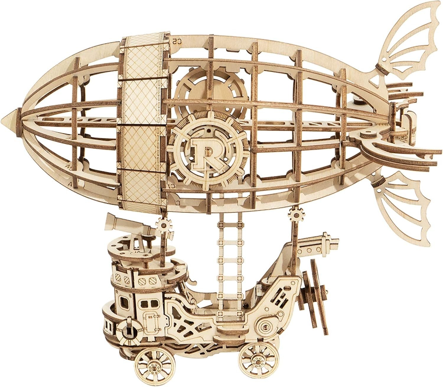 3D Wooden Airship Puzzle Kit – DIY Steampunk Model for Teens & Adults