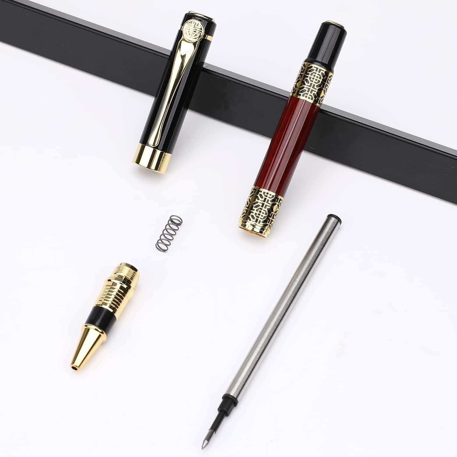 2-Pack Luxury Ballpoint Pen Red Medium Tip Smooth Writing Gift Set