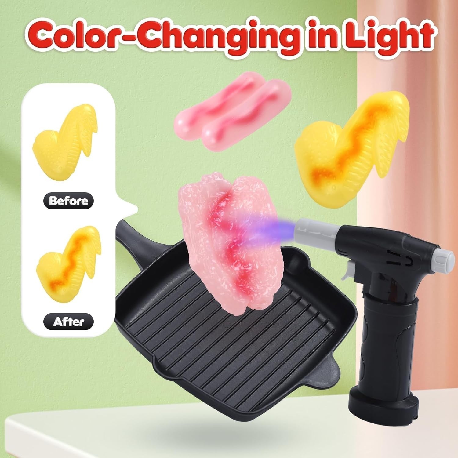 Kids BBQ Grill Toy Set w/ Lights Sounds Mist Spray Red Kitchen