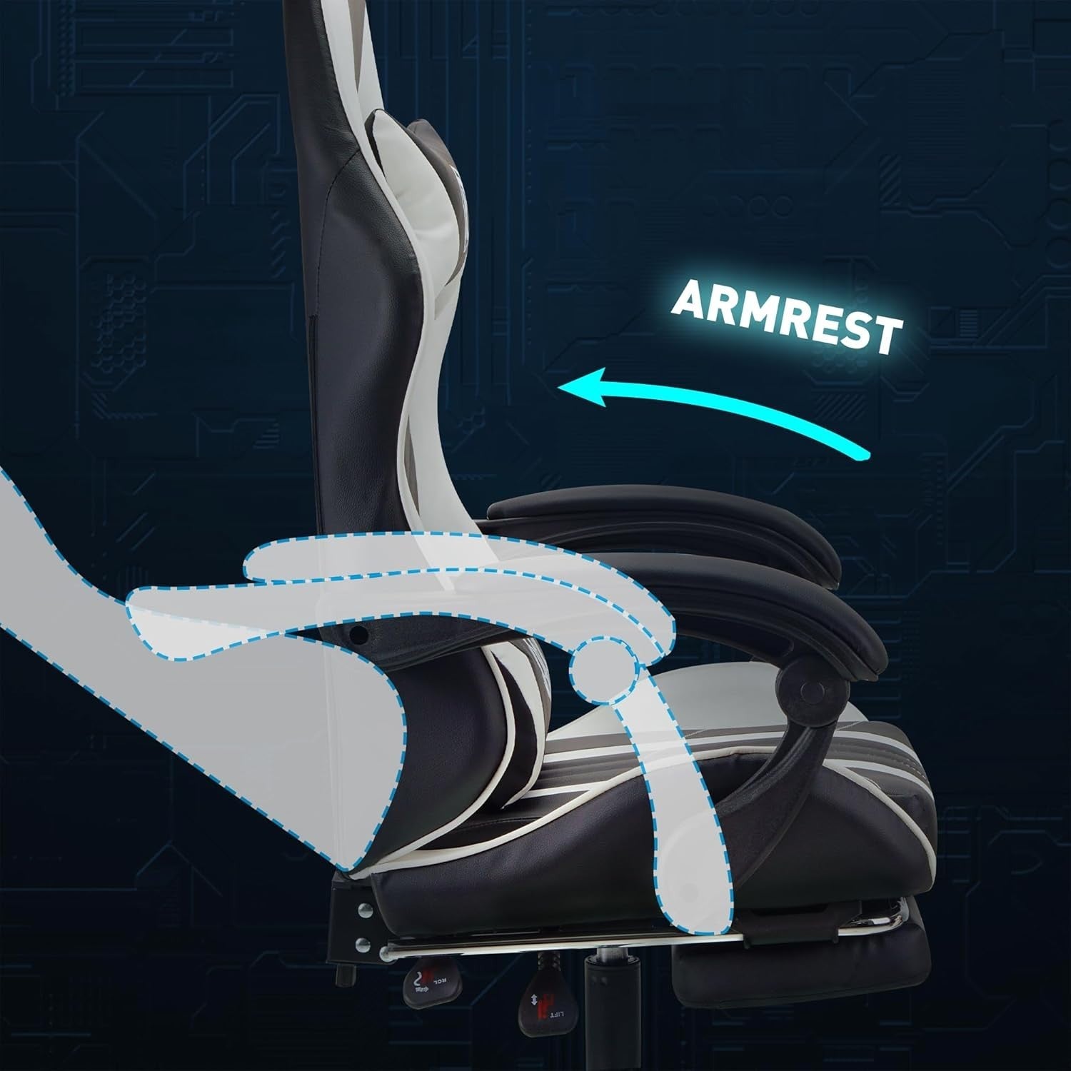 Ergonomic Gaming Chair Office Computer Desk Chair White Leather Adjustable Recli