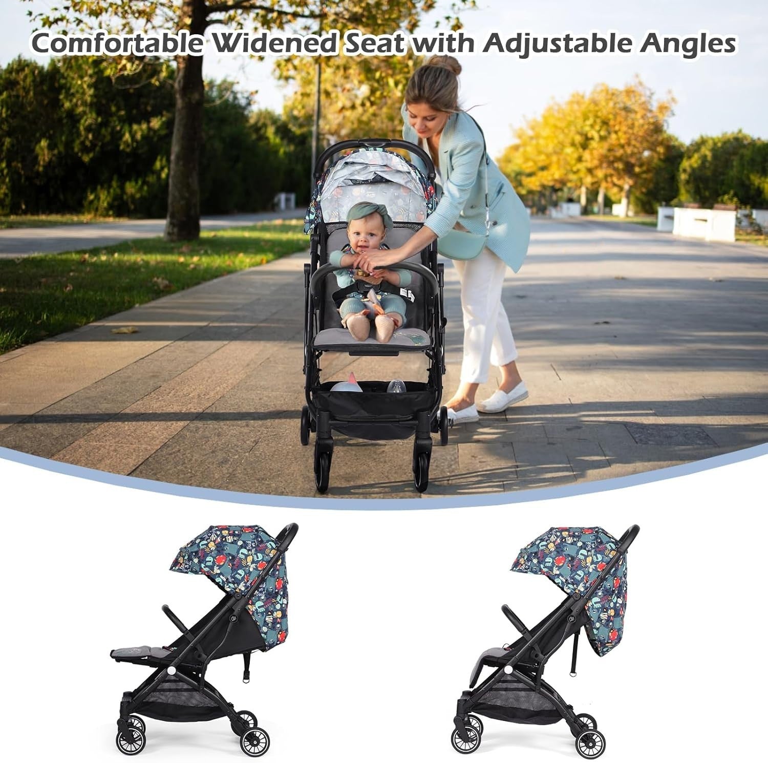 Compact Lightweight Travel Pushchair Buggy One-Hand Fold Newborn–3Y 15kg