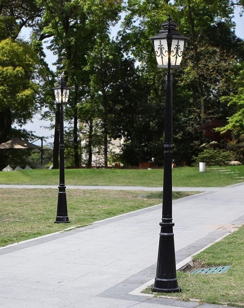 85cm Black Outdoor Lamp Post Light E27 Garden Pillar Lantern