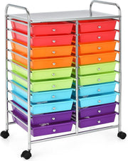 Multicolor 20 Drawer Rolling Storage Trolley Utility Organizer Cart
