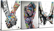 3Pcs Graffiti Love Hands Canvas Wall Art 12x16