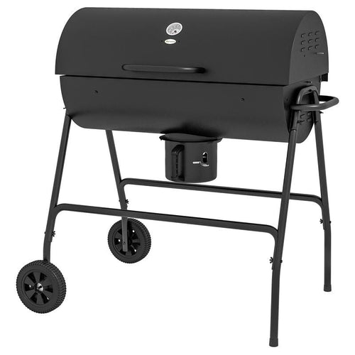 Charcoal BBQ Grill with Thermometer, Ash Catcher, Warming Rack & Wheels