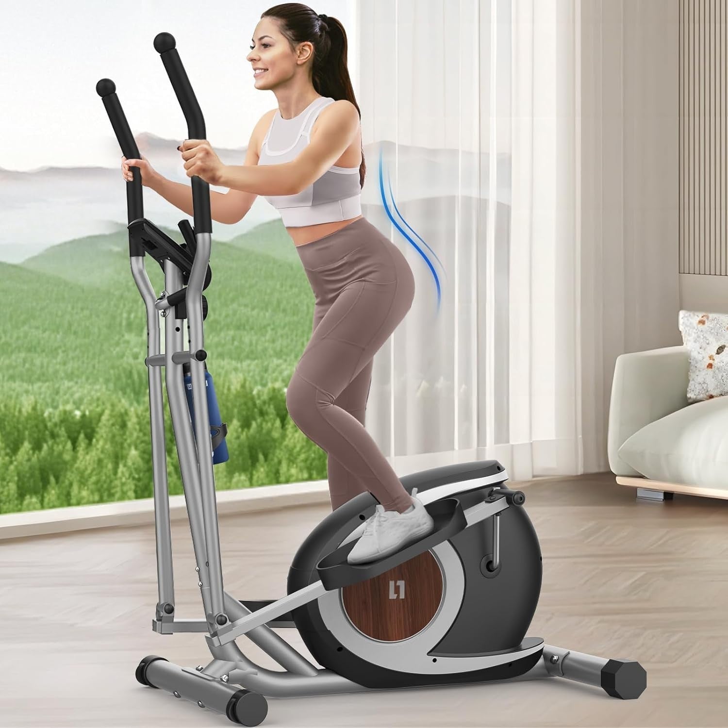 16-Level Magnetic Elliptical Cross Trainer Home Gym with LCD & Pulse Sensor
