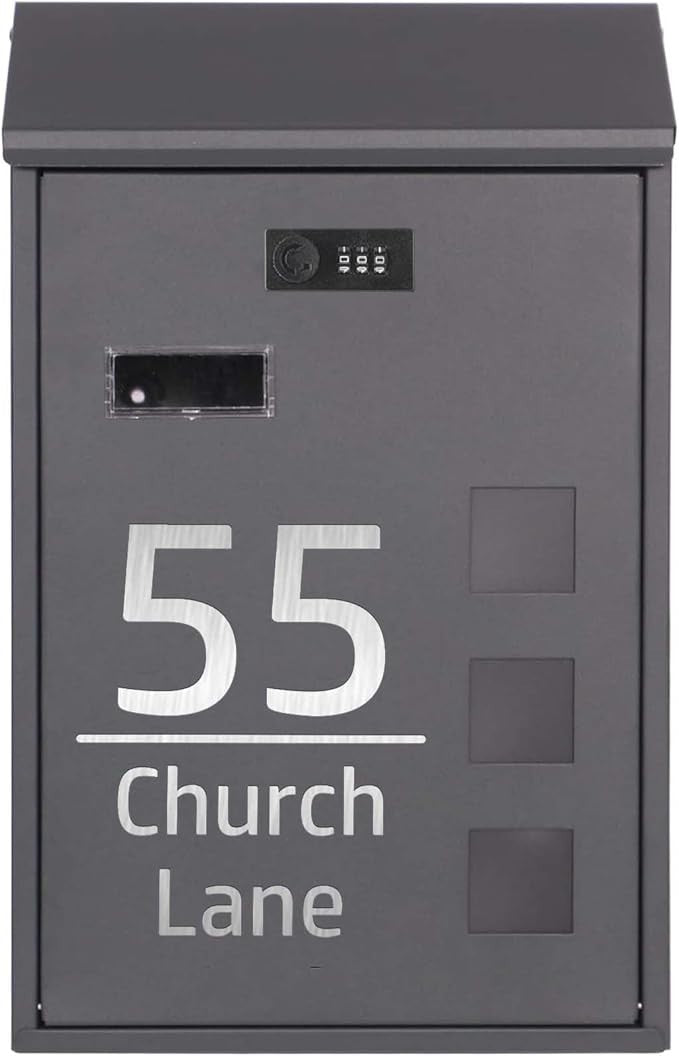 Waterproof Wall Mounted Letterbox | Lockable Steel Post Box for Front Door Use