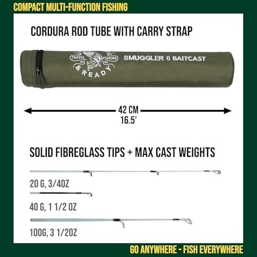 Compact Travel Fishing Rod Combo – 3 Tips, Spinning & Baitcast, Portable