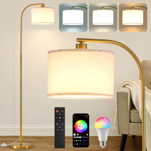 Gold Floor Lamp LED Dimmable Remote App Control RGB Smart Standing Light