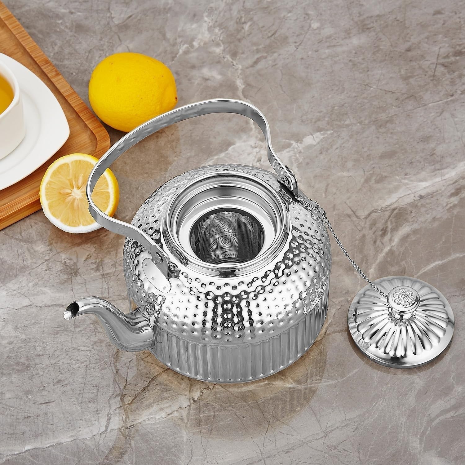 Stainless Steel Teapot with Infuser 1.5L Loose Leaf Tea Pot 6-8 Cups