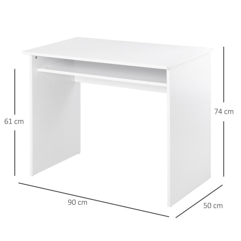 White Writing Desk PC Laptop Table 90cm Study Office Workstation Drawer